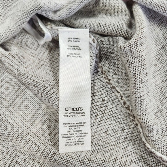 Chicos Womens 3/4 Sleeve Lightweight Beaded Tunic Blouse Size XL Beige Tan - Picture 5 of 11